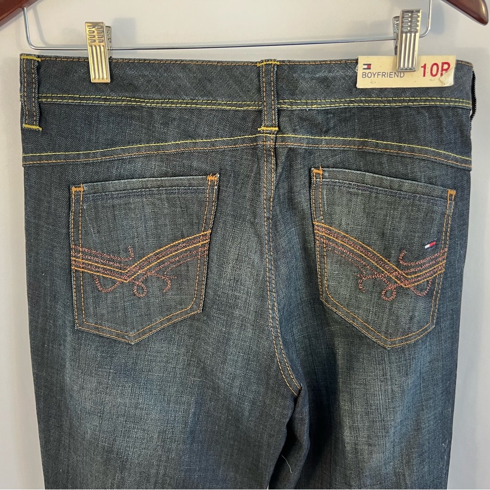 TOMMY HILFIGER Boyfriend Jeans Boot Cut  Womens Size 10 R Stretch Dark Wash NEW - Picture 5 of 5